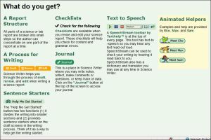 Screenshot showing Science Writer features