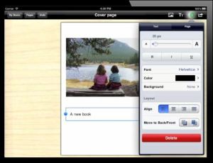 screen shot of Book Creator composing tool