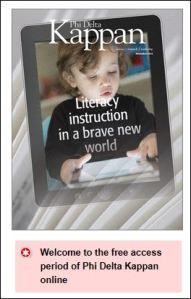 magazine cover shows child reading on a tablet