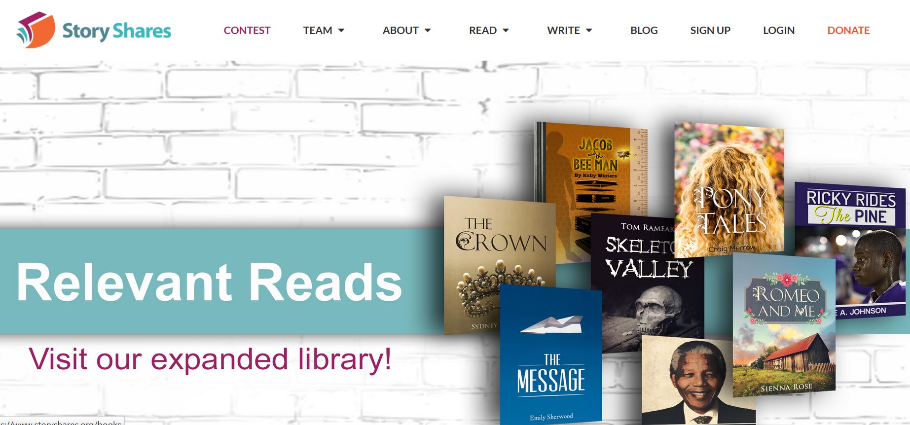 Story Shares Home Page Screenshot